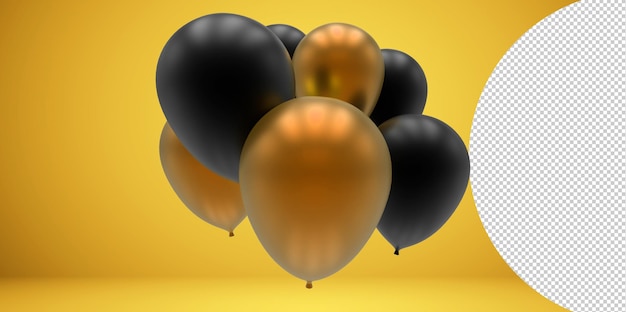 Balloons 3d render illustration for celebration or birthday party