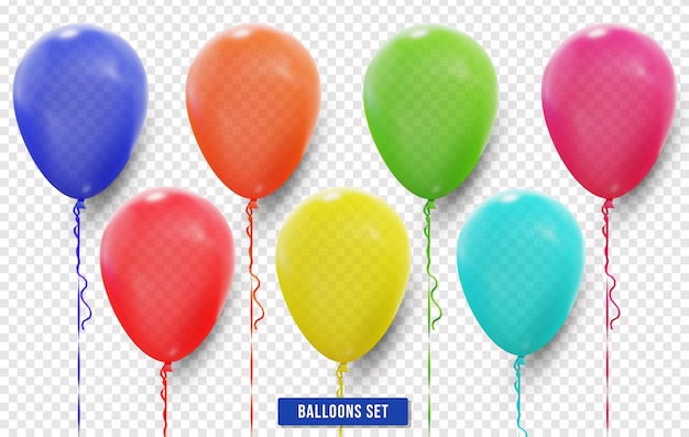 Balloons set 3D rendering Colorful balloon icons