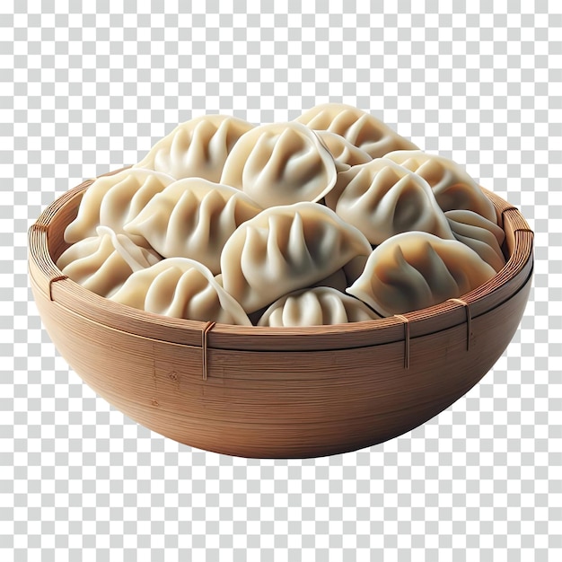 A bamboo bowl of dumplings transparent background