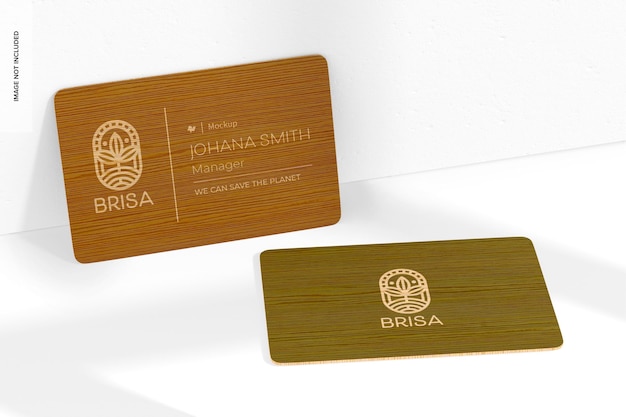 Bamboo Business Card Mockup, Leaned