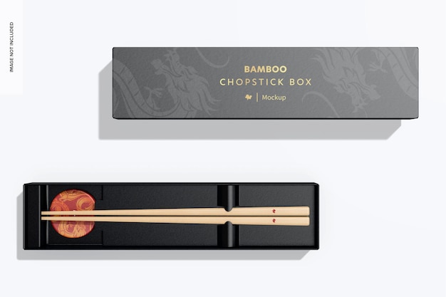 Bamboo Chopstick Box Mockup, Opened