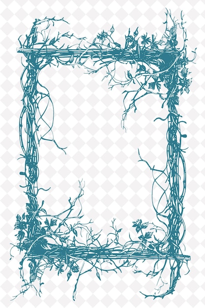 Bamboo Frame With Vine Like Strings and Floral Wreath Decora PNG Creative Background Design