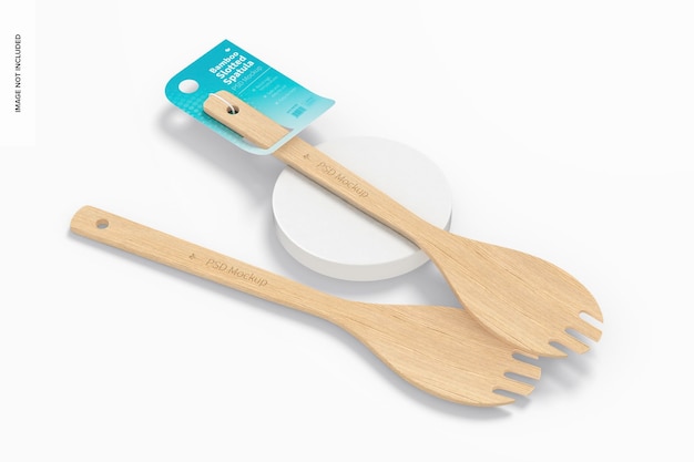 Bamboo Slotted Spatulas Mockup