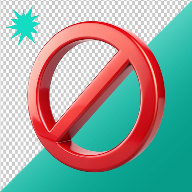 ban symbol 3d on transparent background