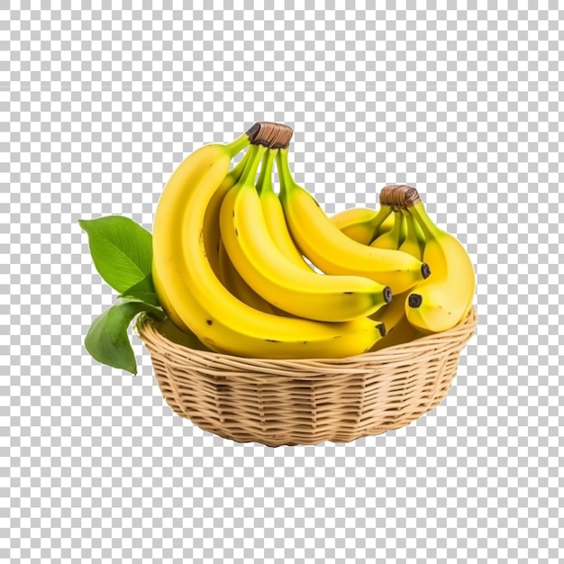 banana in the basket isolated on transparent background