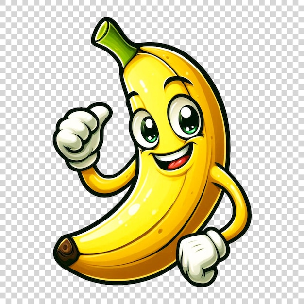 PSD a banana cartoon face on transparent background