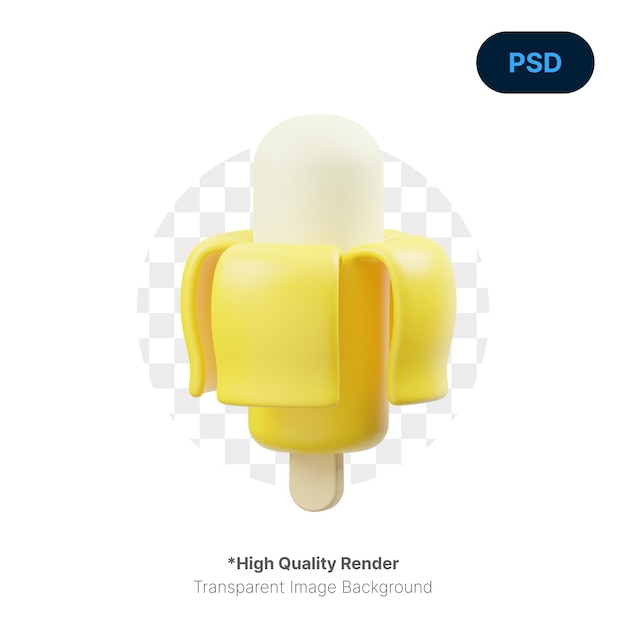 Banana Gummy Ice Cream 3D Icon Premium Psd