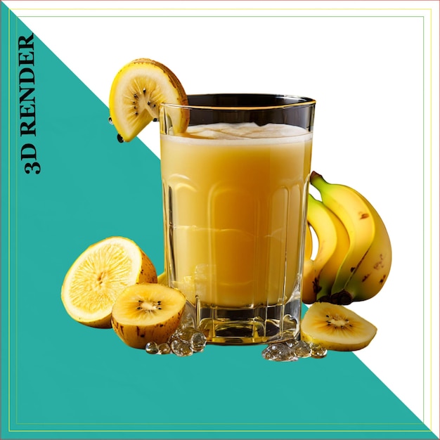 bananafruitandglassofbananajuiceconcentratejuicetransparent