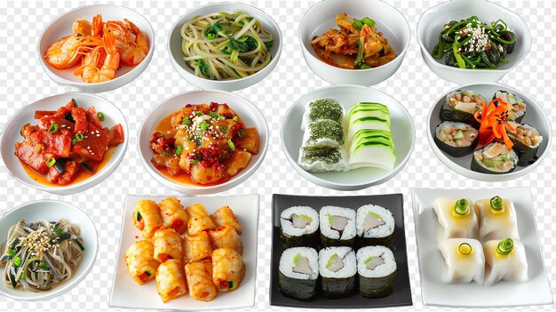 PSD banchan asian concept background isolated on transparent background