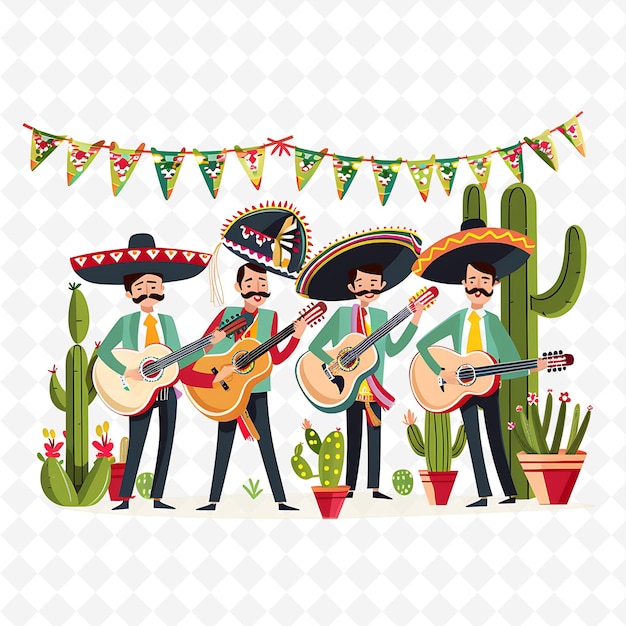 PSD a band of musicians with a cactus and a banner with the words quot mexican quot on it