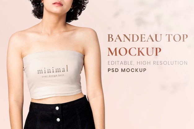 PSD bandeau top mockup, women&amp;rsquo;s apparel design psd