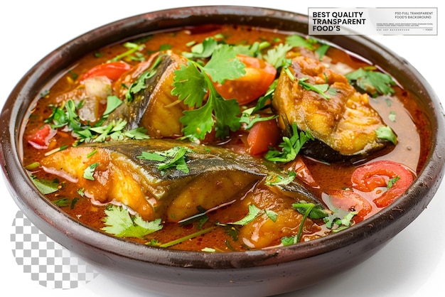 Bangali Chitol Maach er Kalia A Traditional Bengali Fish Curry with Chitol Fish on transparent bac