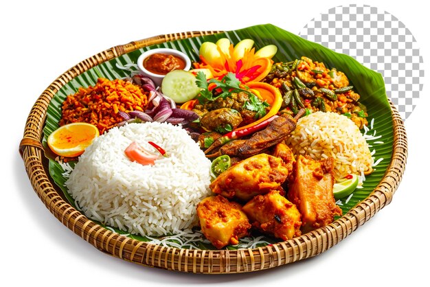 PSD bangladeshi rice big plate a delicious dish in bangladeshi cuisine on transparent background