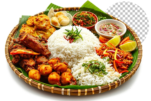 Bangladeshi rice big plate a delicious dish in Bangladeshi cuisine on transparent background