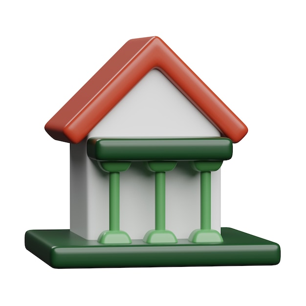 Bank building 3D icon design