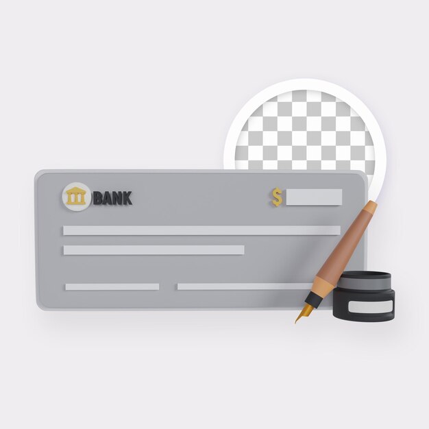 Bank Check 3D Illustration