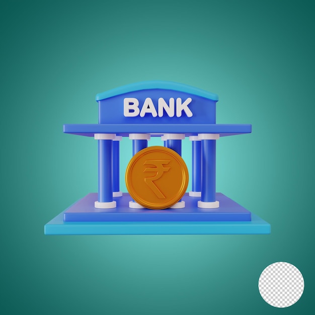 Bank Savings with Golden Rupee Coin 3D Rendering