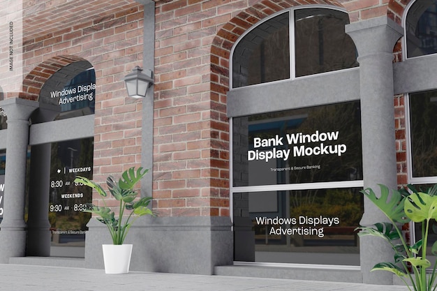 Bank Window Display Mockup, Side View