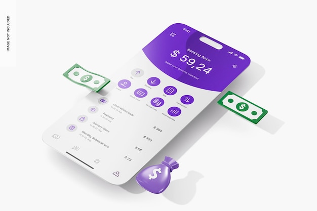 Banking App Mockup Left View