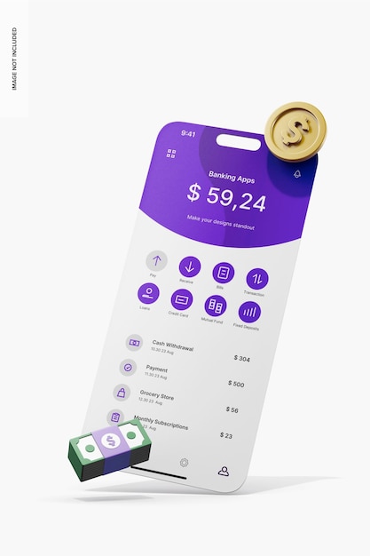 Banking App Mockup Perspective