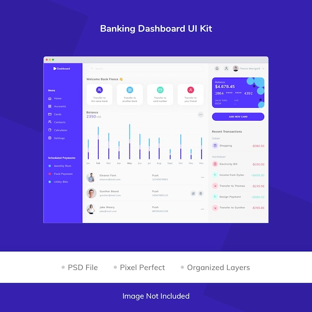 PSD banking dashboard ui kit