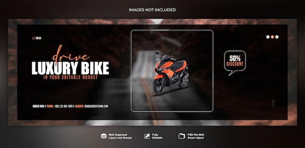 Banner bike or motorcycle social media instagram post template design psd