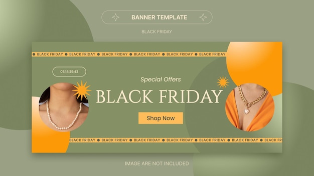 A banner for black friday is displayed on a green background.