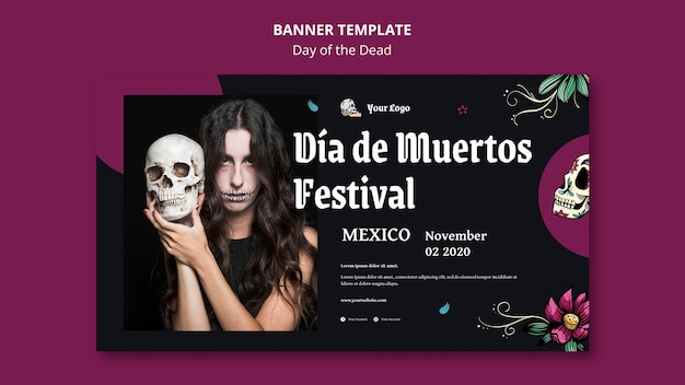 Banner day of the dead ad template