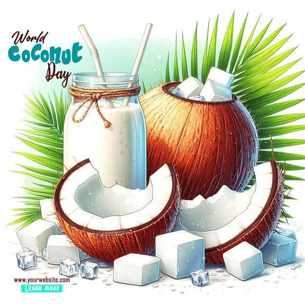 PSD banner design for world coconut day