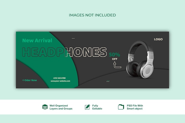 Banner headphone sale electronic agency social media web banner post template psd