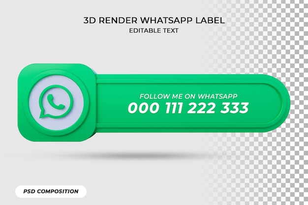 Banner icon follow on whatsapp 3d rendering label