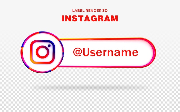 Banner icon instagram label 3d render isolated