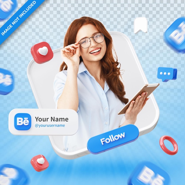 Banner Icon Profile on Behance 3d Render Composition Isolated