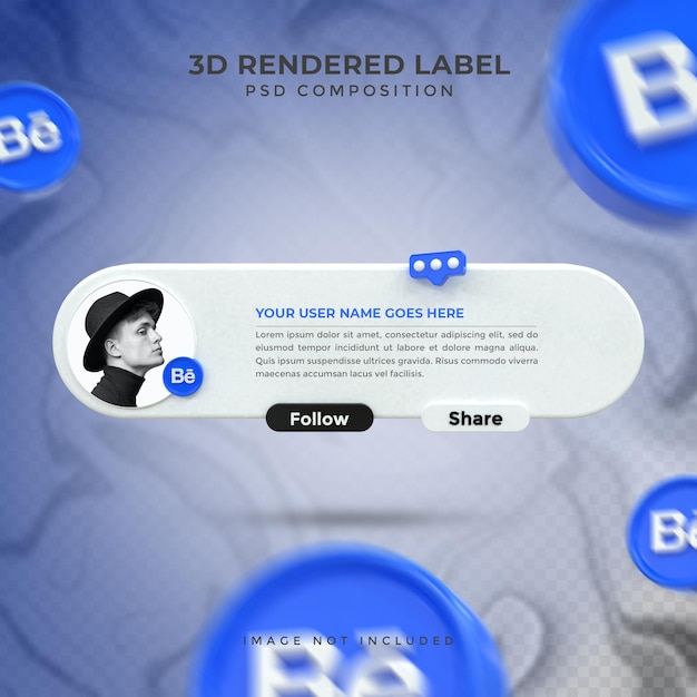 Banner Icon Profile on Behance 3d rendering Label design