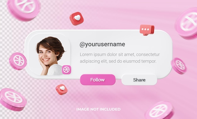 Banner Icon Profile on Dribbble 3d Rendering Label Isolated