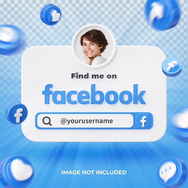 Banner Icon Profile on Facebook 3d Render Composition Isolated