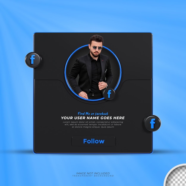 Banner Icon Profile on Facebook 3d rendering design