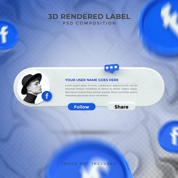 Banner Icon Profile on Facebook 3d rendering Label design