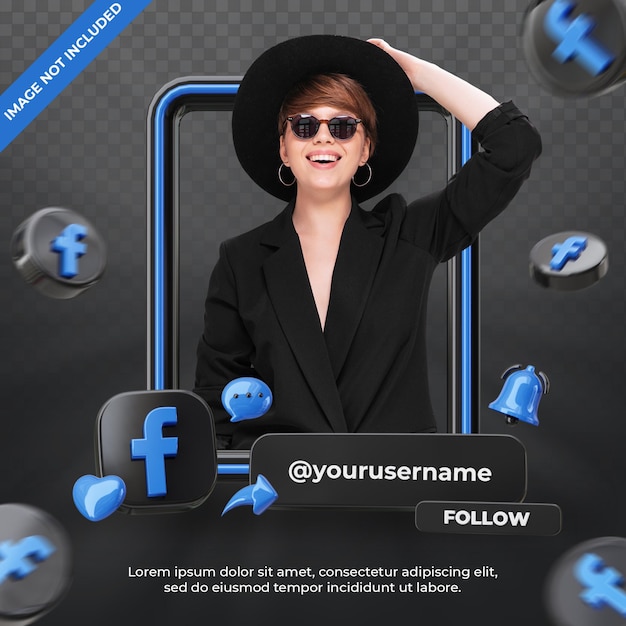 Banner Icon Profile on Facebook 3d Rendering Label Isolated