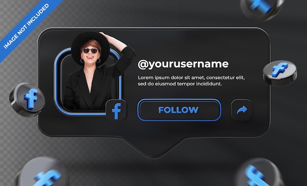 Banner Icon Profile on Facebook 3d Rendering Label Isolated