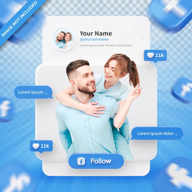 Banner Icon Profile on Facebook 3d Rendering Label Isolated