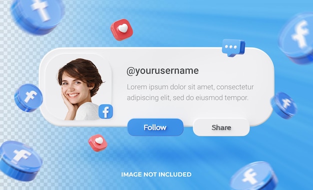 Banner Icon Profile on Facebook 3d Rendering Label Isolated