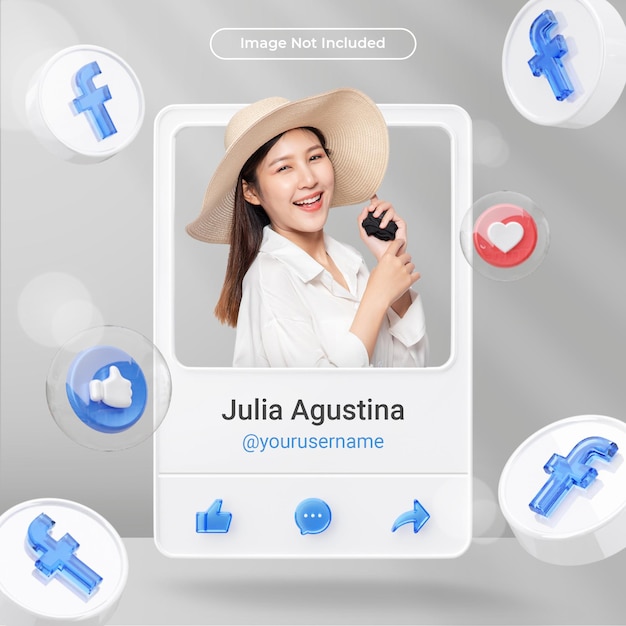 Banner Icon Profile on Facebook 3d Rendering Label Isolated