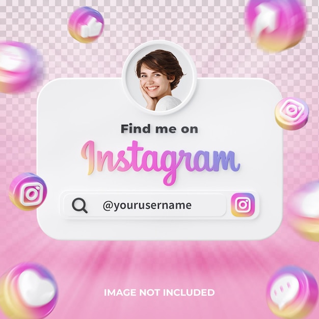 Banner Icon Profile on Instagram 3d Render Composition Isolated