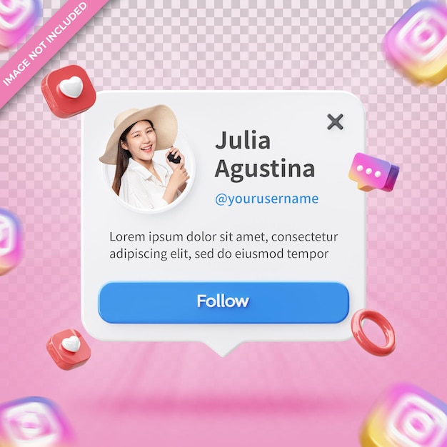 Banner Icon Profile on Instagram 3d Render Composition Isolated