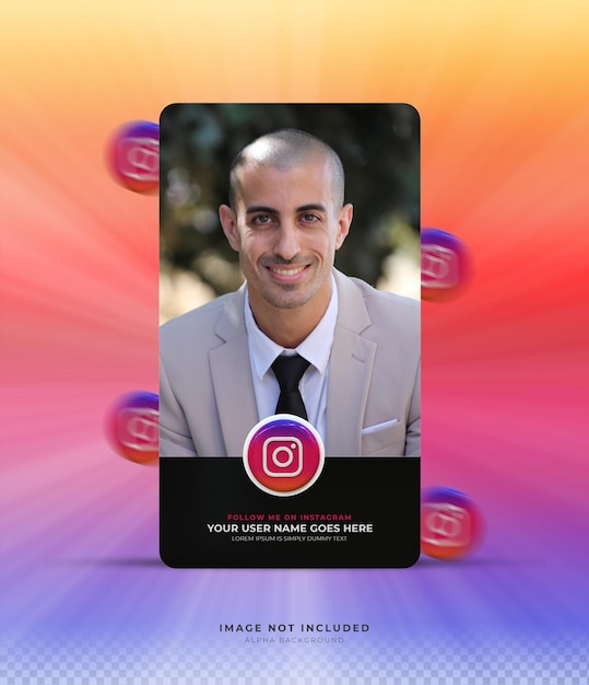 Banner Icon Profile on Instagram 3d rendering design