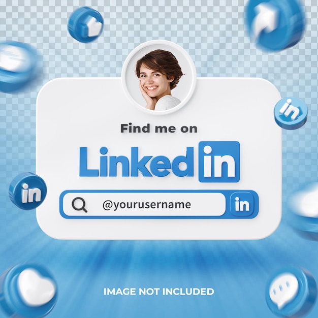 Banner Icon Profile on Linkedin 3d Render Composition Isolated