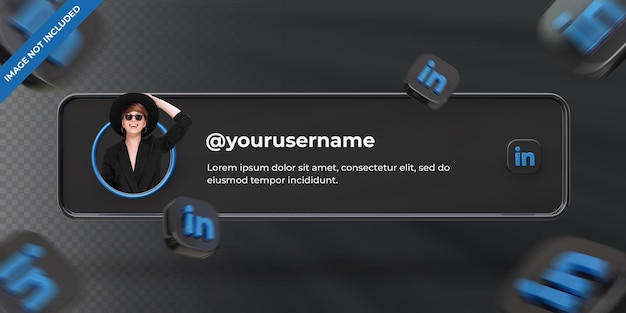 Banner Icon Profile on Linkedin 3d Rendering Label Isolated