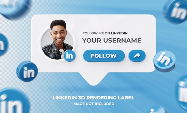 Banner Icon Profile on Linkedin 3d Rendering Label Template