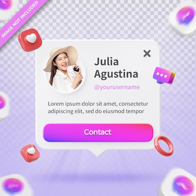 Banner Icon Profile on Messenger 3d Render Composition Isolated